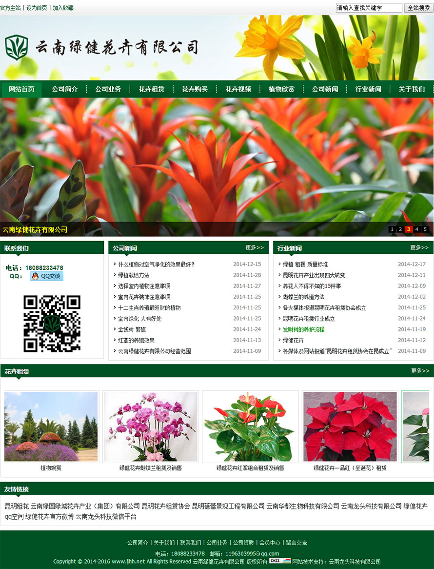 云南龙头科技有限公司网站案例――云南绿健花卉有限公司